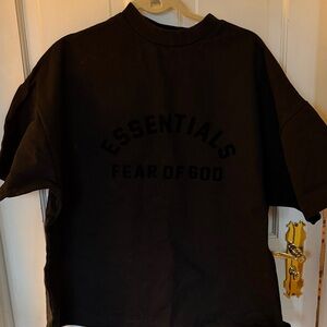 Fear of God Black Embossed Essentials Crew Sweatshirt